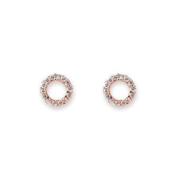 Bianc Rose Gold Cubic Zirconia Circle Earrings - 10100166 | Ice Jewellery Australia
