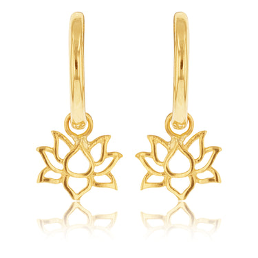 9ct Yellow Gold Lotus On Sleeper Earrings