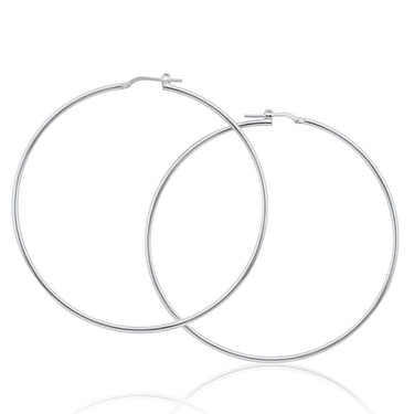 Sterling Silver Plain 65mm Hoop Earrings