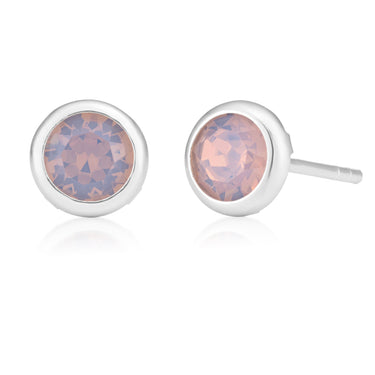Sterling Silver Swarovski Light Pink Crystal Stud Earrings