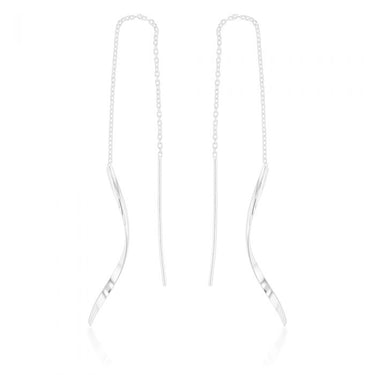 Sterling Silver Swirl Drop Threader Earrings