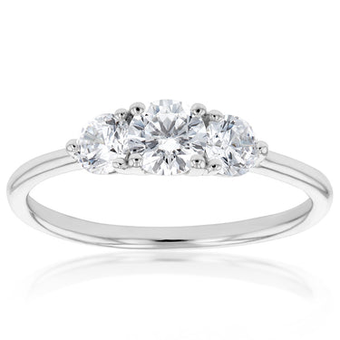 Sterling Silver Rhodium Plated Cubic Zirconia Trilogy Ring