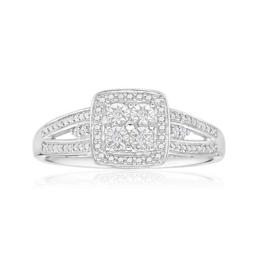 Sterling Silver Striking Diamond Ring